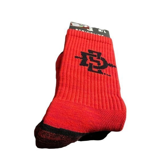Strideline San Diego State Aztec Full Knit NCAA Basketball Crew Socks Size M/L - Picture 6 of 6